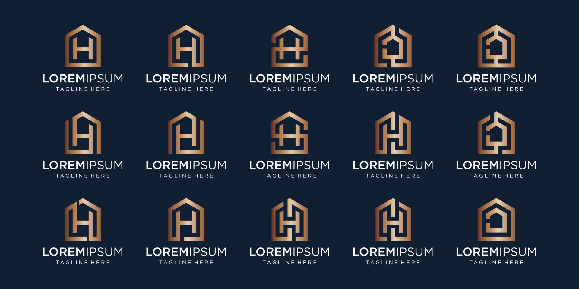 set of home logo combined with letter H, designs Template. vector