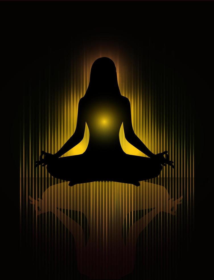 meditación yoga con silueta humana vector