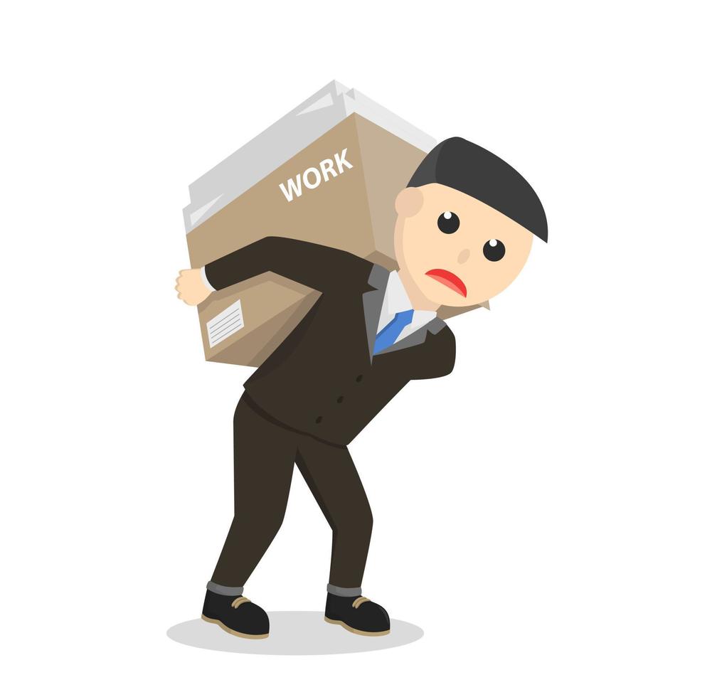 businessman work hard design character on white background vector