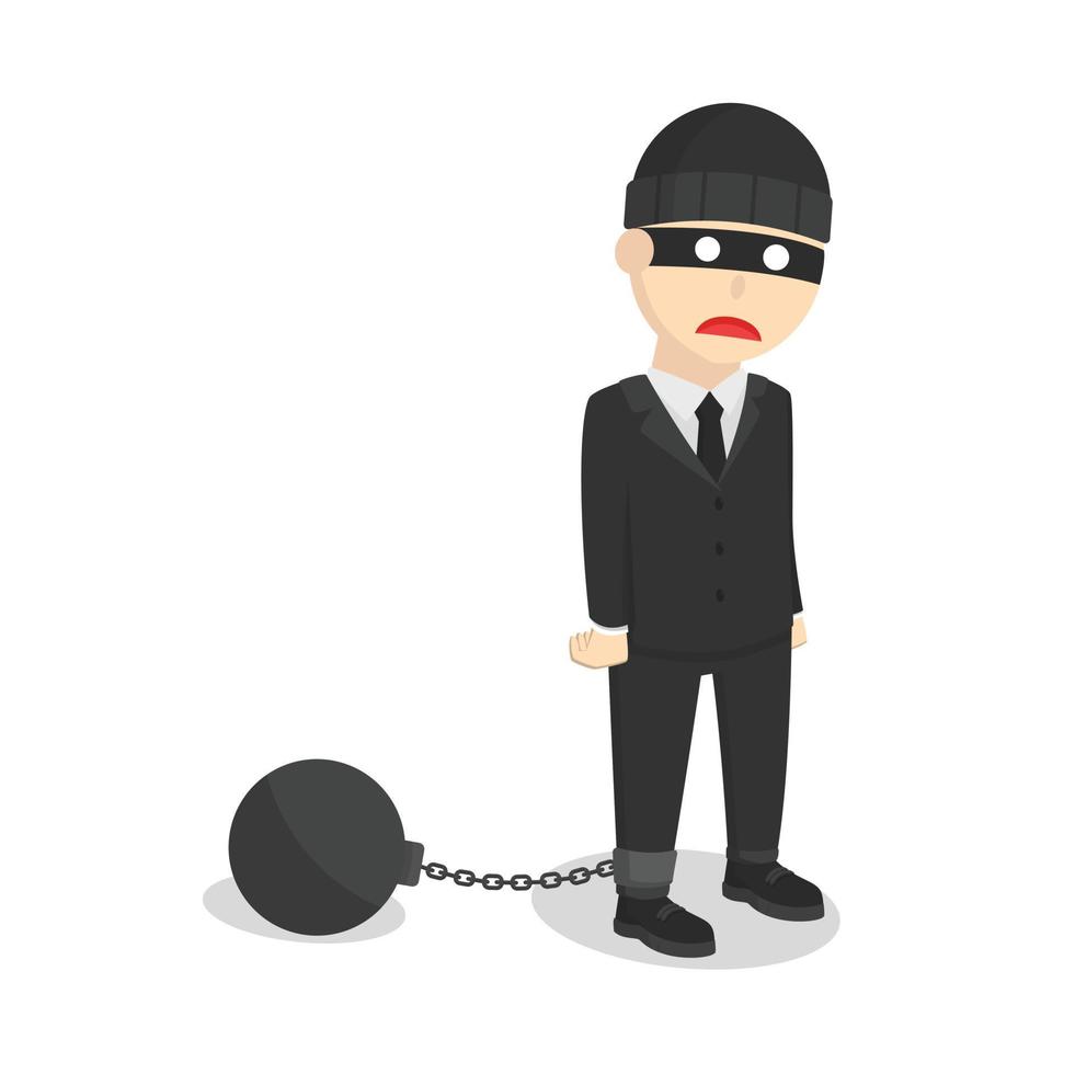 businessman thief and prisoner chain ball vector