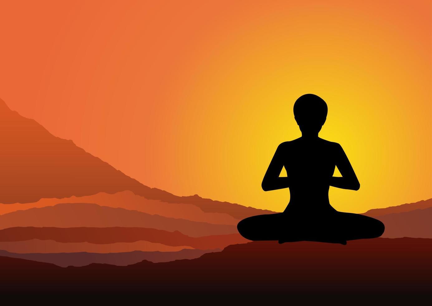 Meditation Yoga With Human Silhouette vector