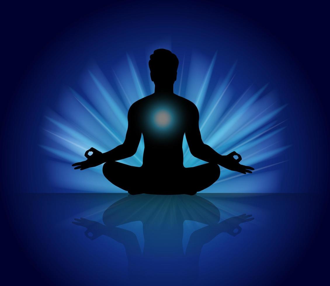 Meditation Yoga With Human Silhouette vector