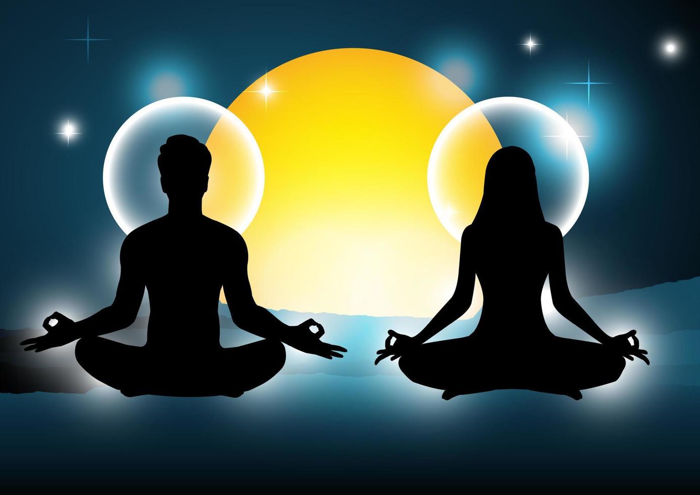 Meditation Yoga With Human Silhouette vector