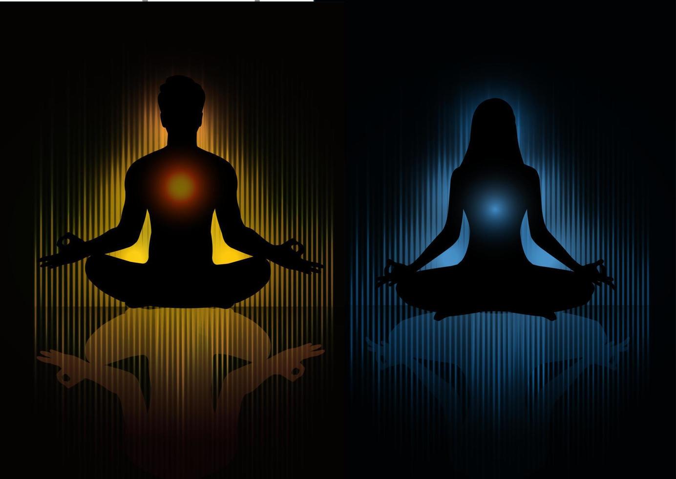 meditación yoga con silueta humana vector