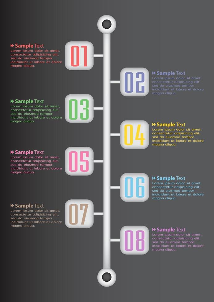 colorida infografía de 8 pasos vector