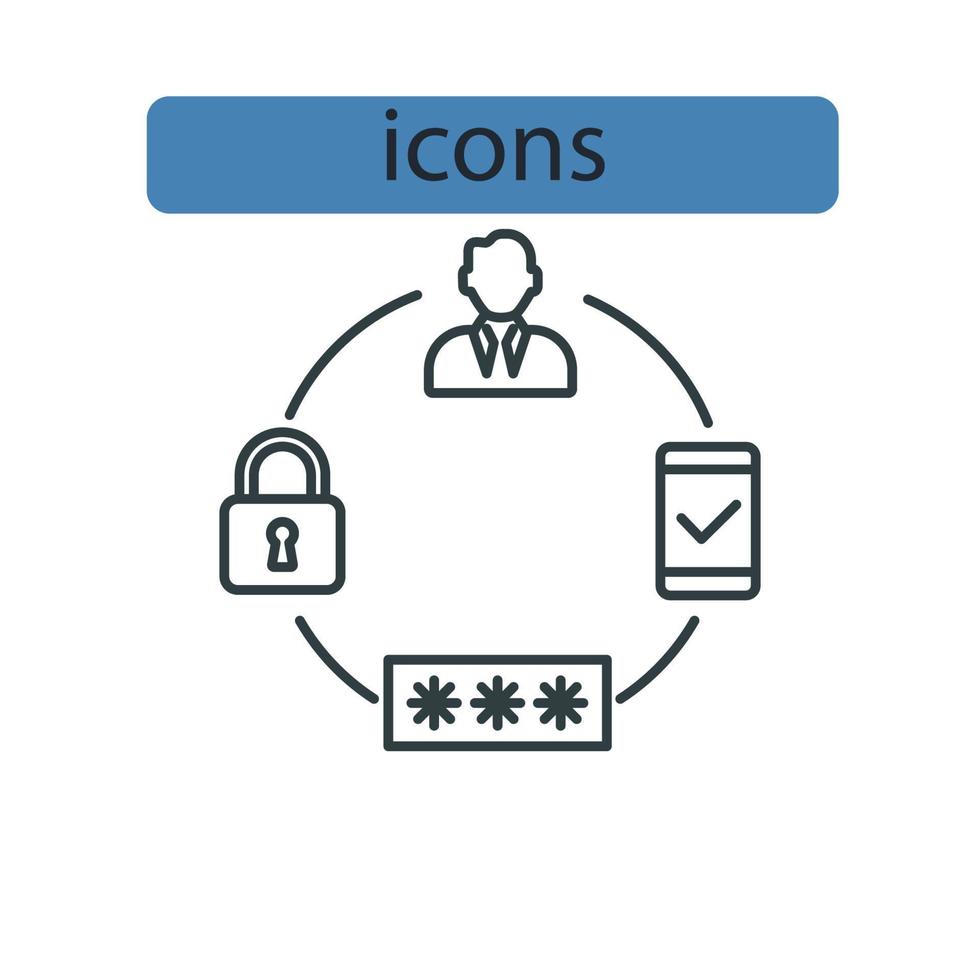 los iconos de autenticación de dos factores simbolizan los elementos vectoriales para la web infográfica vector