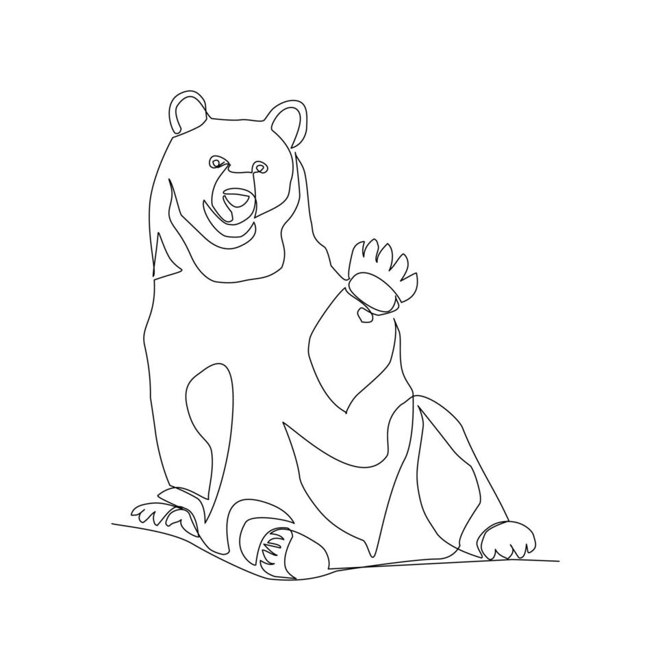 Bear vector illustration drawn in line art style