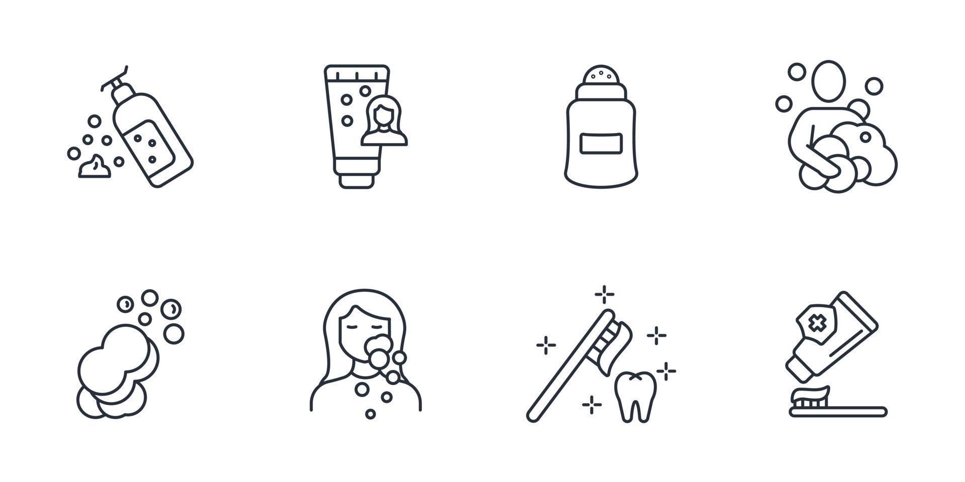 travel toiletries icons set . travel toiletries pack symbol vector elements for infographic web