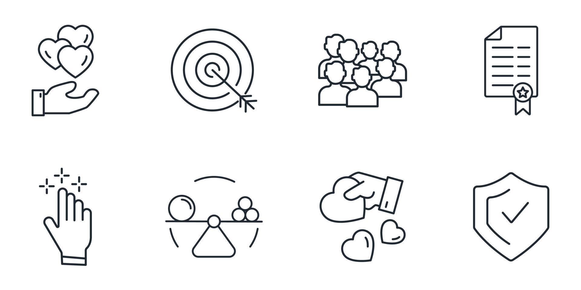 core values icons set . core values pack symbol vector elements for infographic web