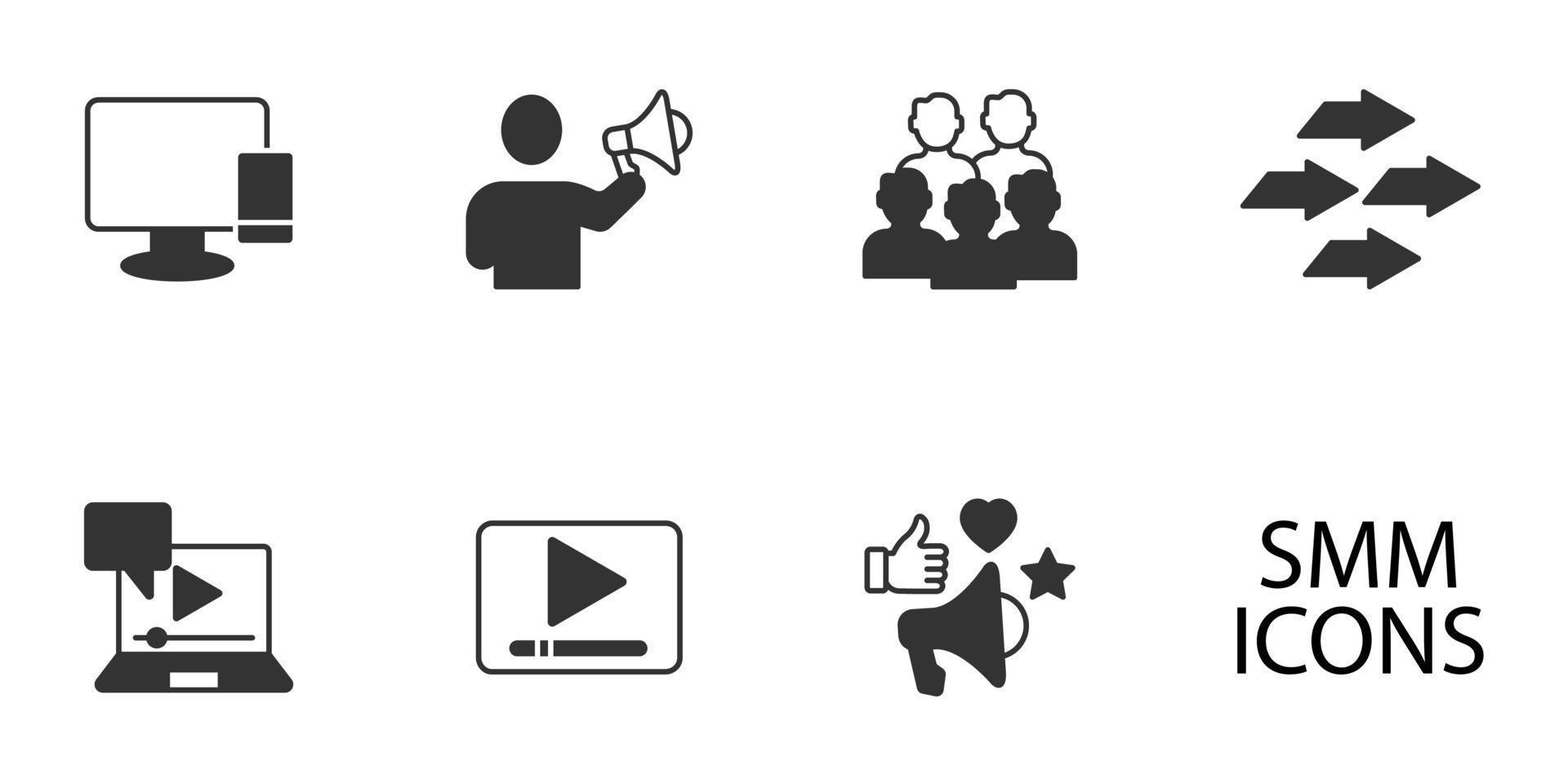conjunto de iconos de tecnología de marketing en redes sociales. elementos de vector de símbolo de paquete de tecnología de marketing de redes sociales para web de infografía