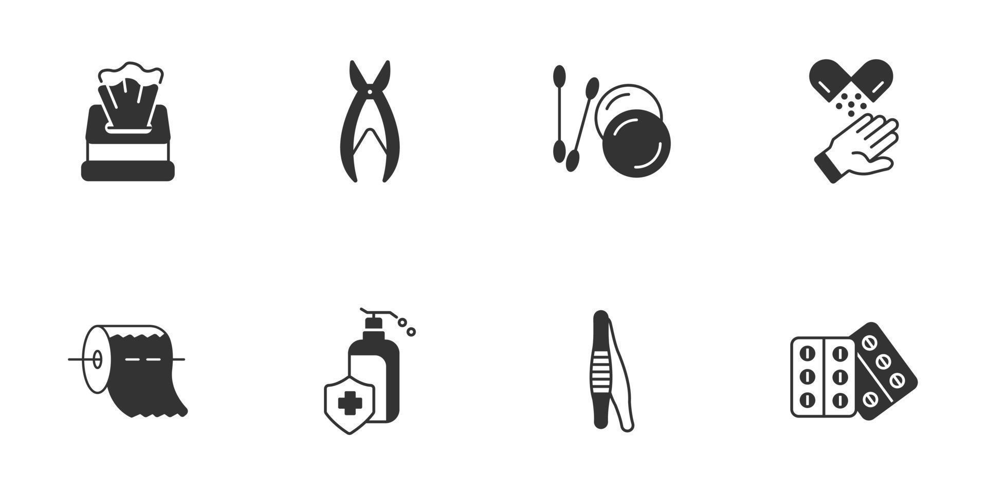 conjunto de iconos de artículos de tocador de viaje. elementos de vector de símbolo de paquete de artículos de tocador de viaje para web de infografía