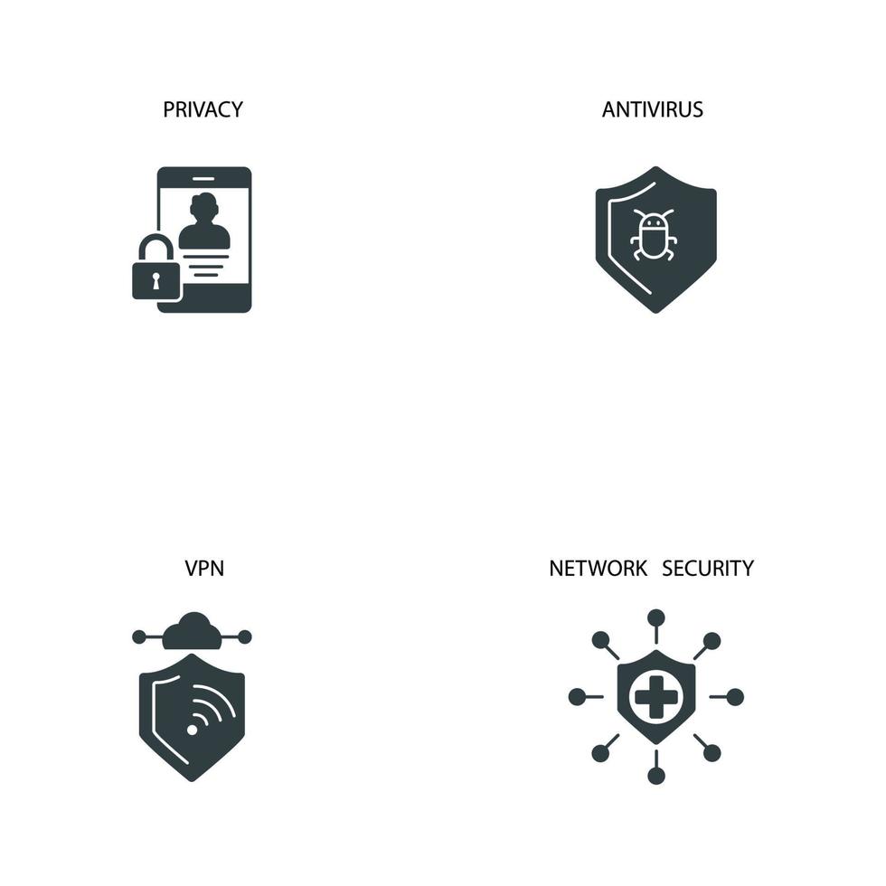 cyber security and brech data web icons set . cyber security and brech data web pack symbol vector elements for infographic web