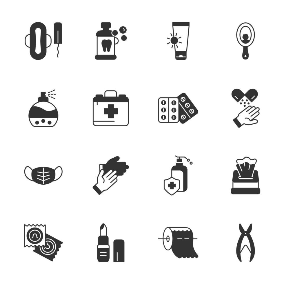 travel toiletries icons set . travel toiletries pack symbol vector elements for infographic web