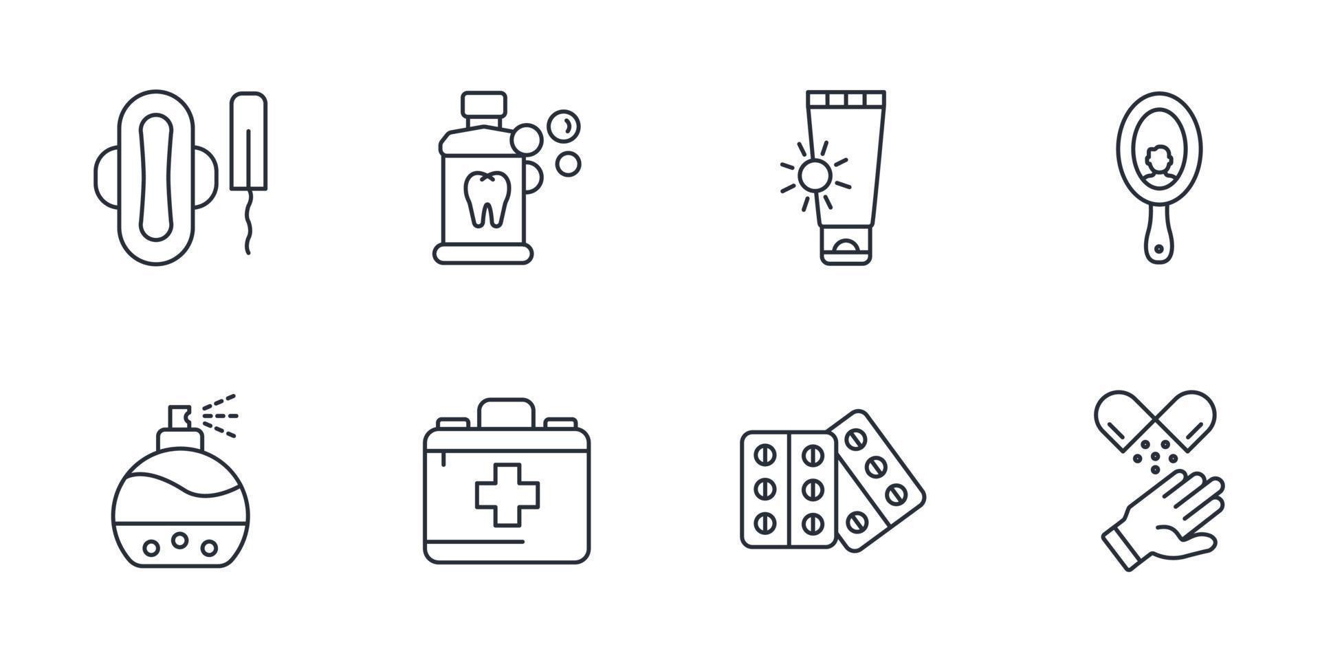 travel toiletries icons set . travel toiletries pack symbol vector elements for infographic web