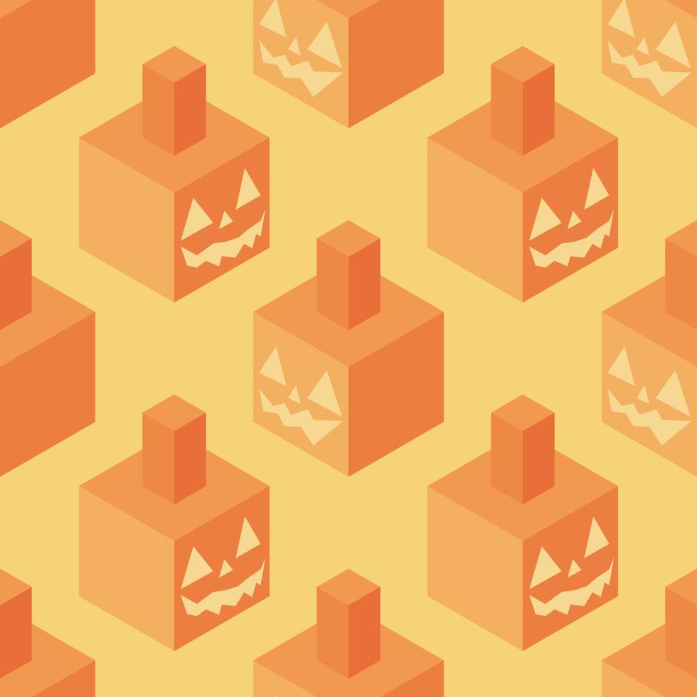 Seamless pattern with isometric pumpkins. Halloween background. Wrapping paper pattern. vector