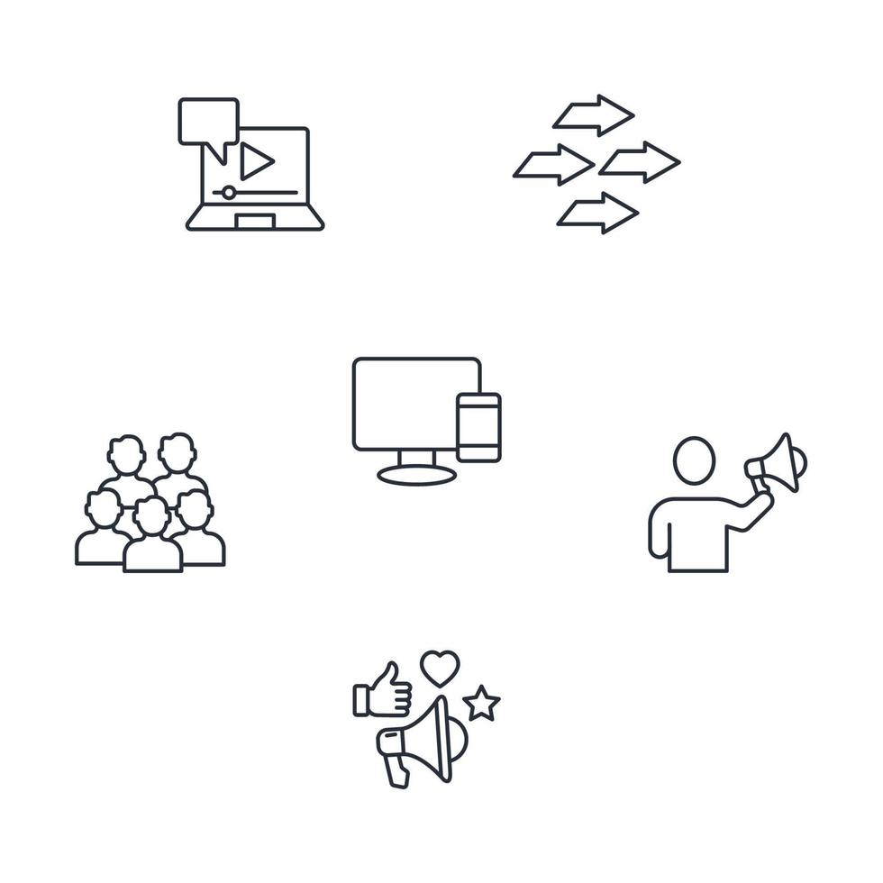 social media marketing technology icons set . social media marketing