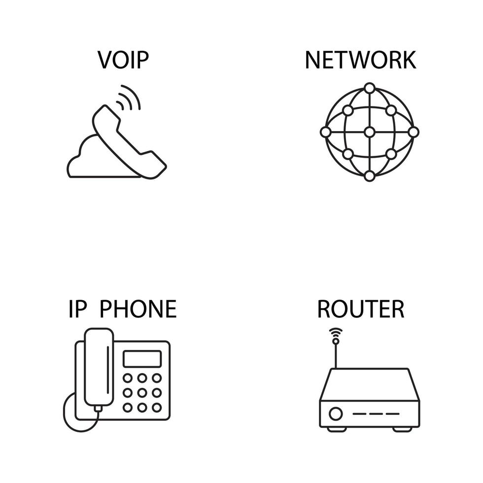 conjunto de iconos de voz sobre ip. elementos de vector de símbolo de paquete de voz sobre ip para web infográfico