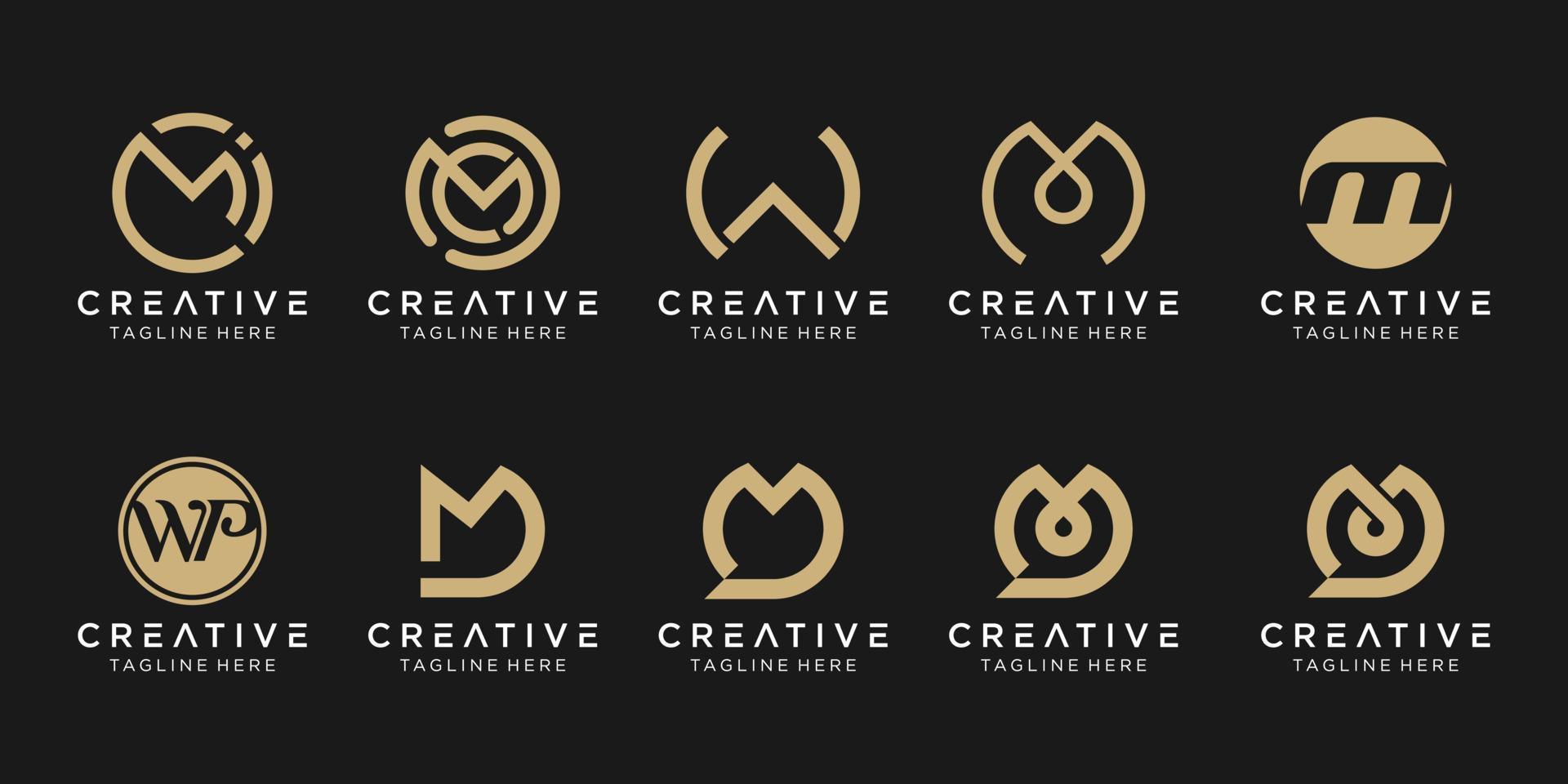 conjunto de plantilla de logotipo mwd de letra de monograma abstracto. íconos para negocios de moda, charla, tecnología, simple. vector
