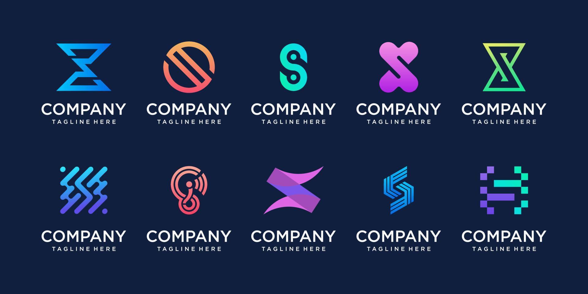 conjunto de plantilla de diseño de logotipo de letra inicial s ss de colección. iconos para negocios de moda, deporte, automoción, tecnología digital. vector