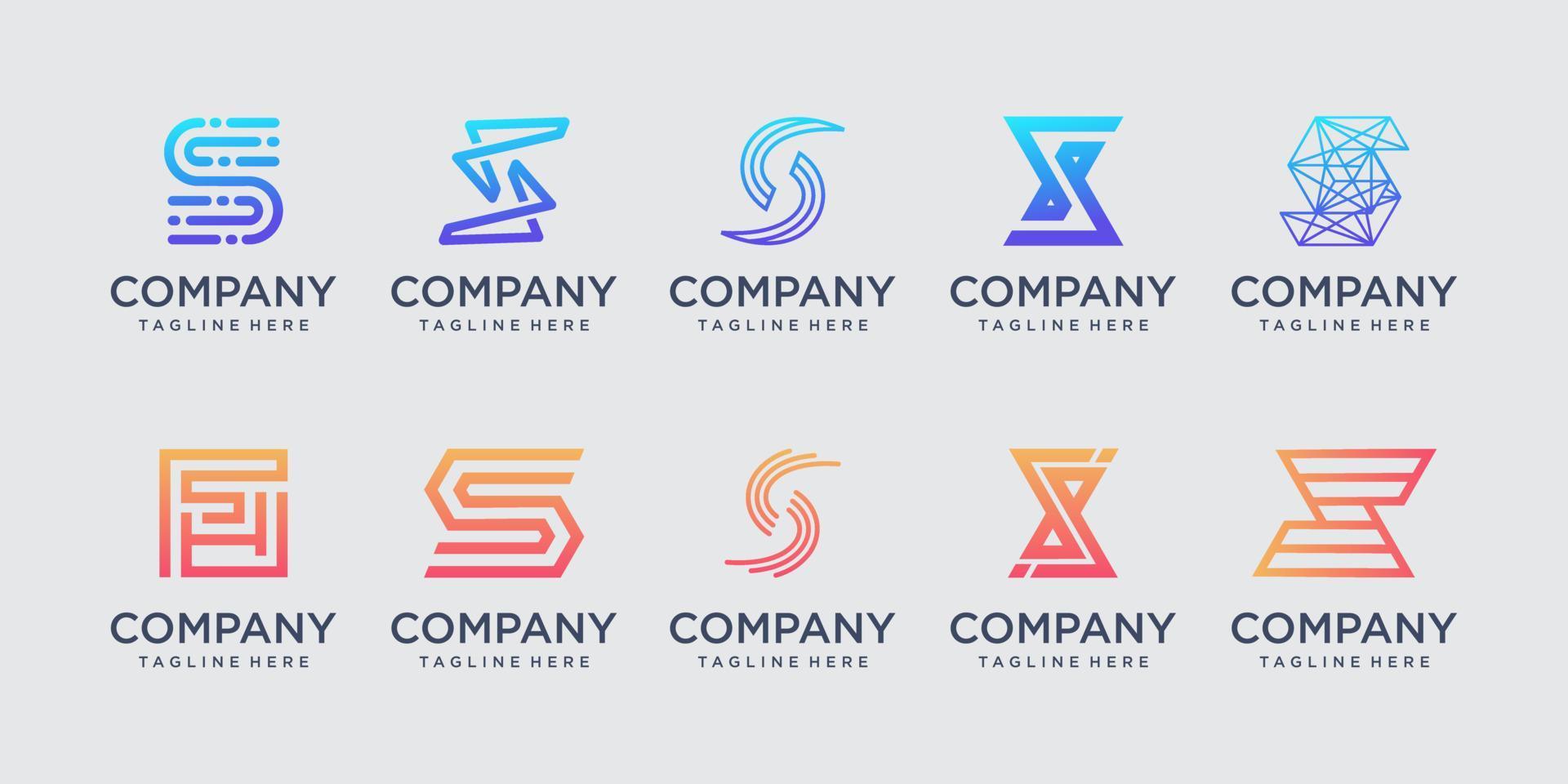 Set of collection initial letter S SS logo design template. icons for business of fashion, sport, automotive, technology digital. vector