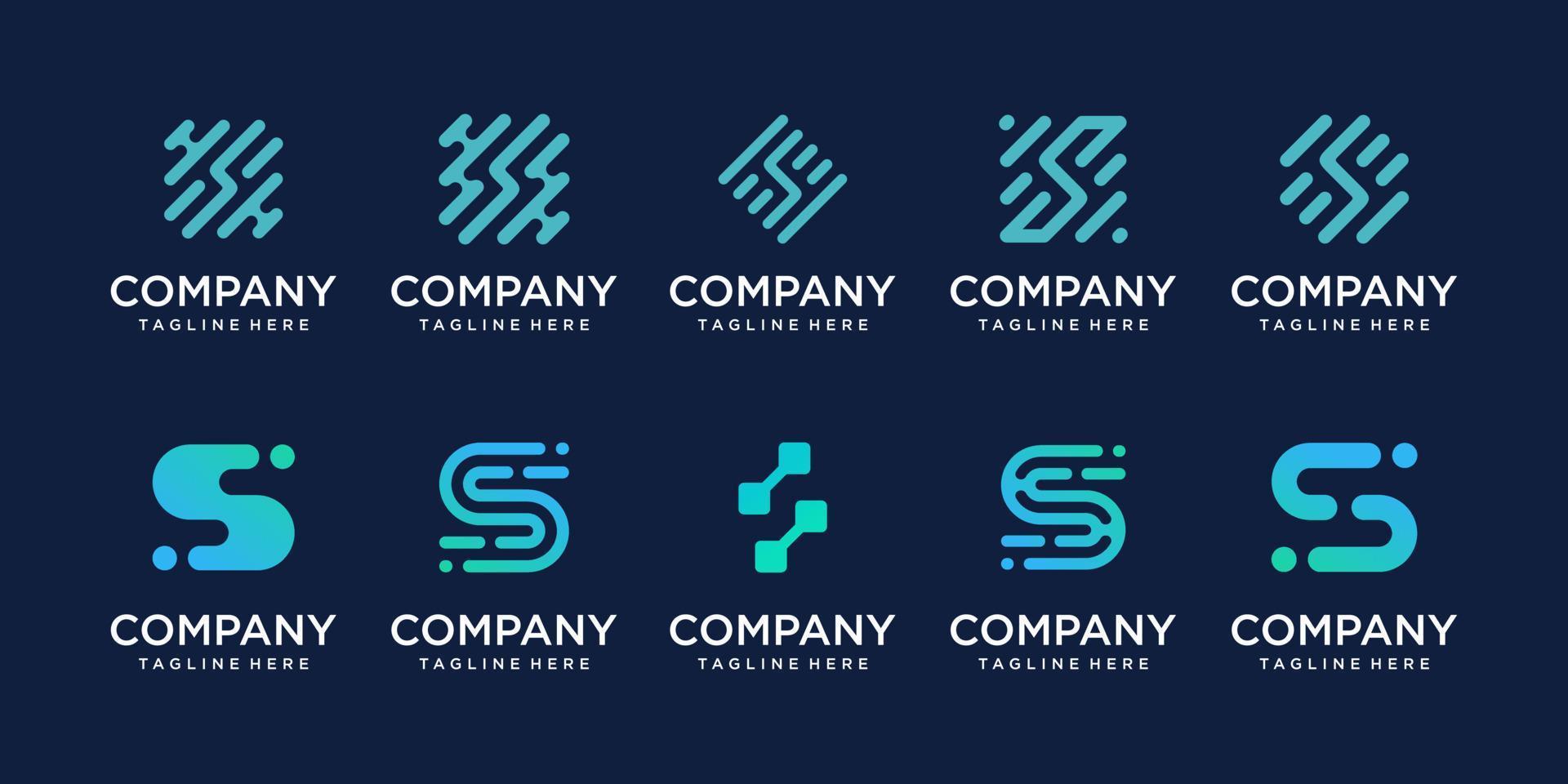 Set of collection initial letter S SS logo design template. icons for business of fashion, sport, automotive, technology digital. vector