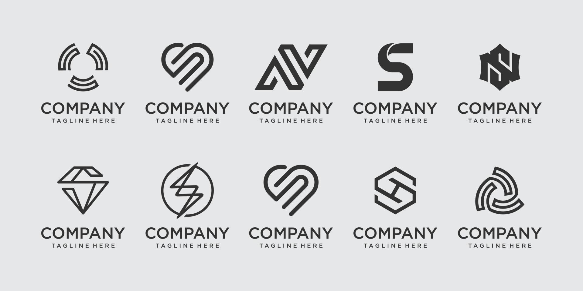 Set of collection initial letter S SS logo design template. icons for business of fashion, sport, automotive, technology digital. vector