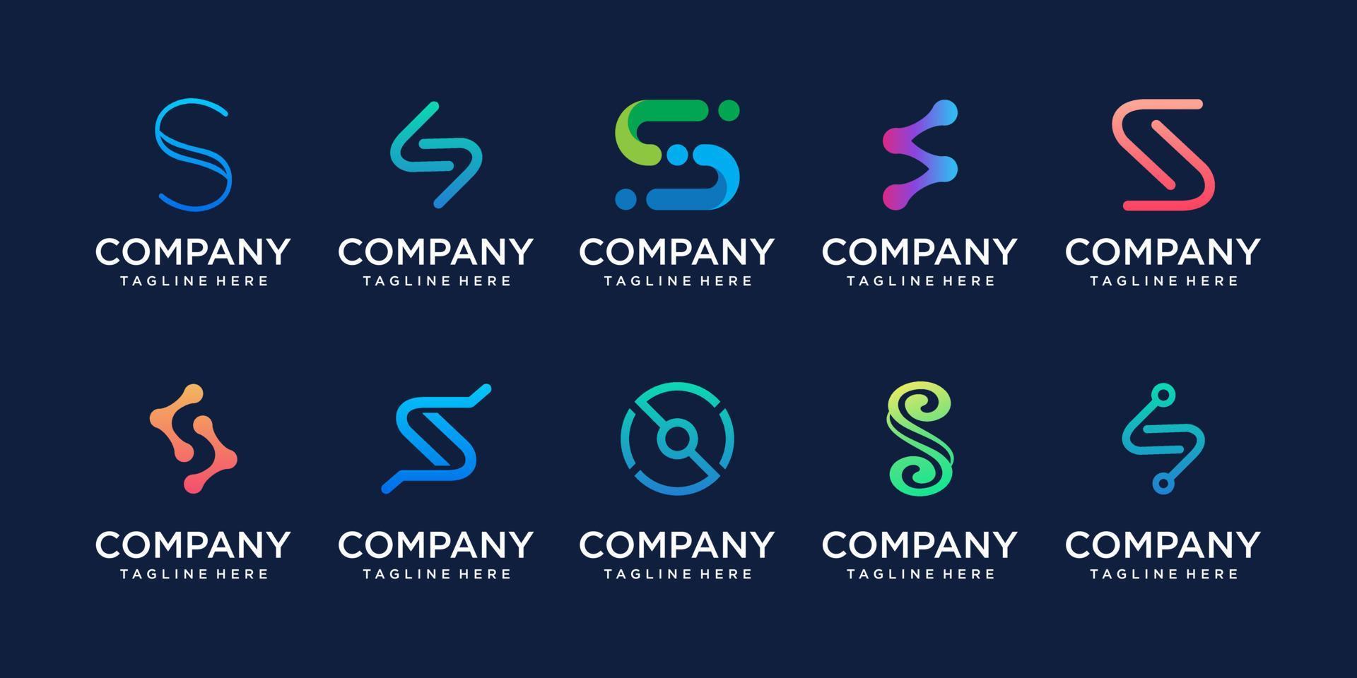 Set of collection initial letter S SS logo design template. icons for business of fashion, sport, automotive, technology digital. vector