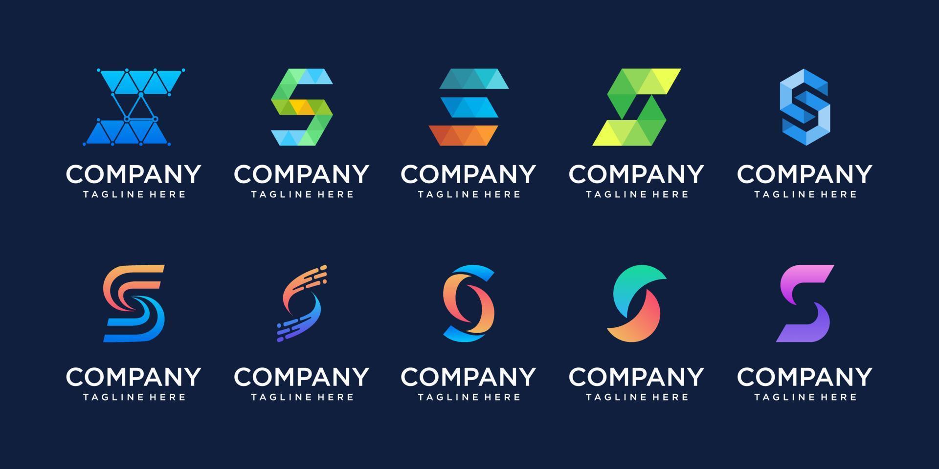 Set of collection initial letter S SS logo design template. icons for business of fashion, sport, automotive, technology digital. vector