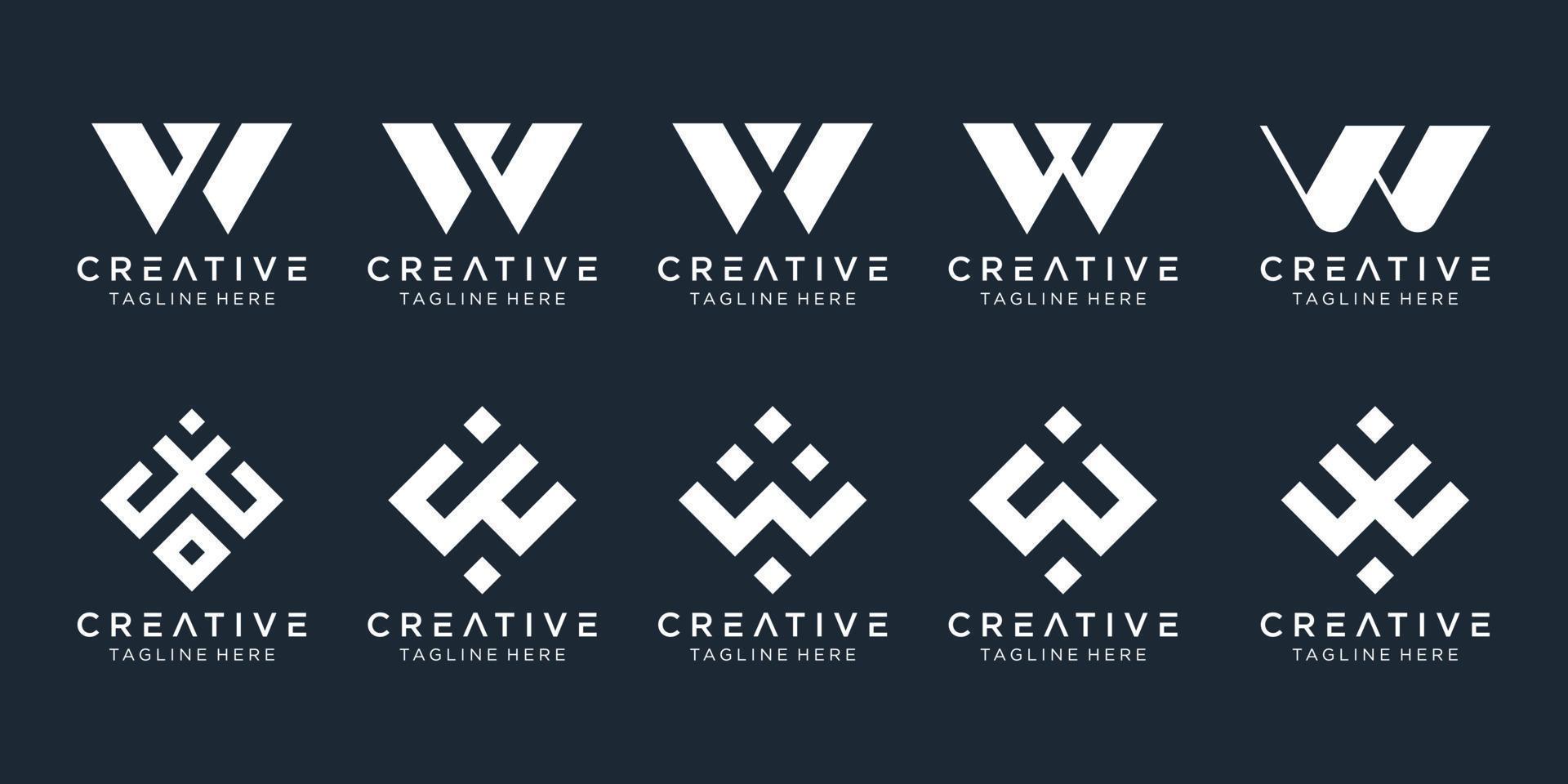 Collection initials W logo design template. icons for business of fashion, digital, technology, simple. vector