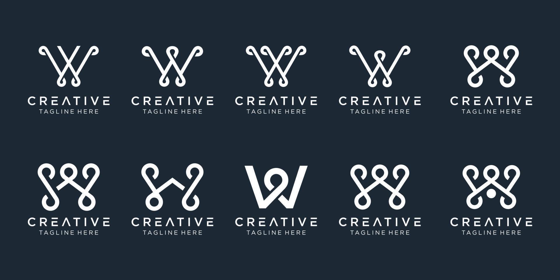 Collection initials W logo design template. icons for business of fashion, digital, technology, simple. vector