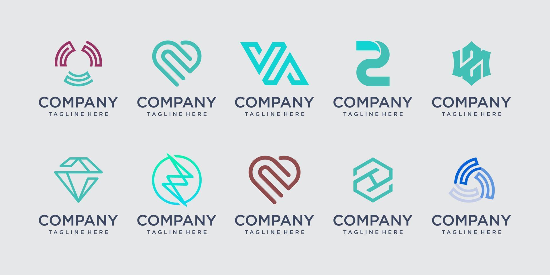 Set of collection initial letter Z logo design template. icons for business of fashion, sport, technology. vector