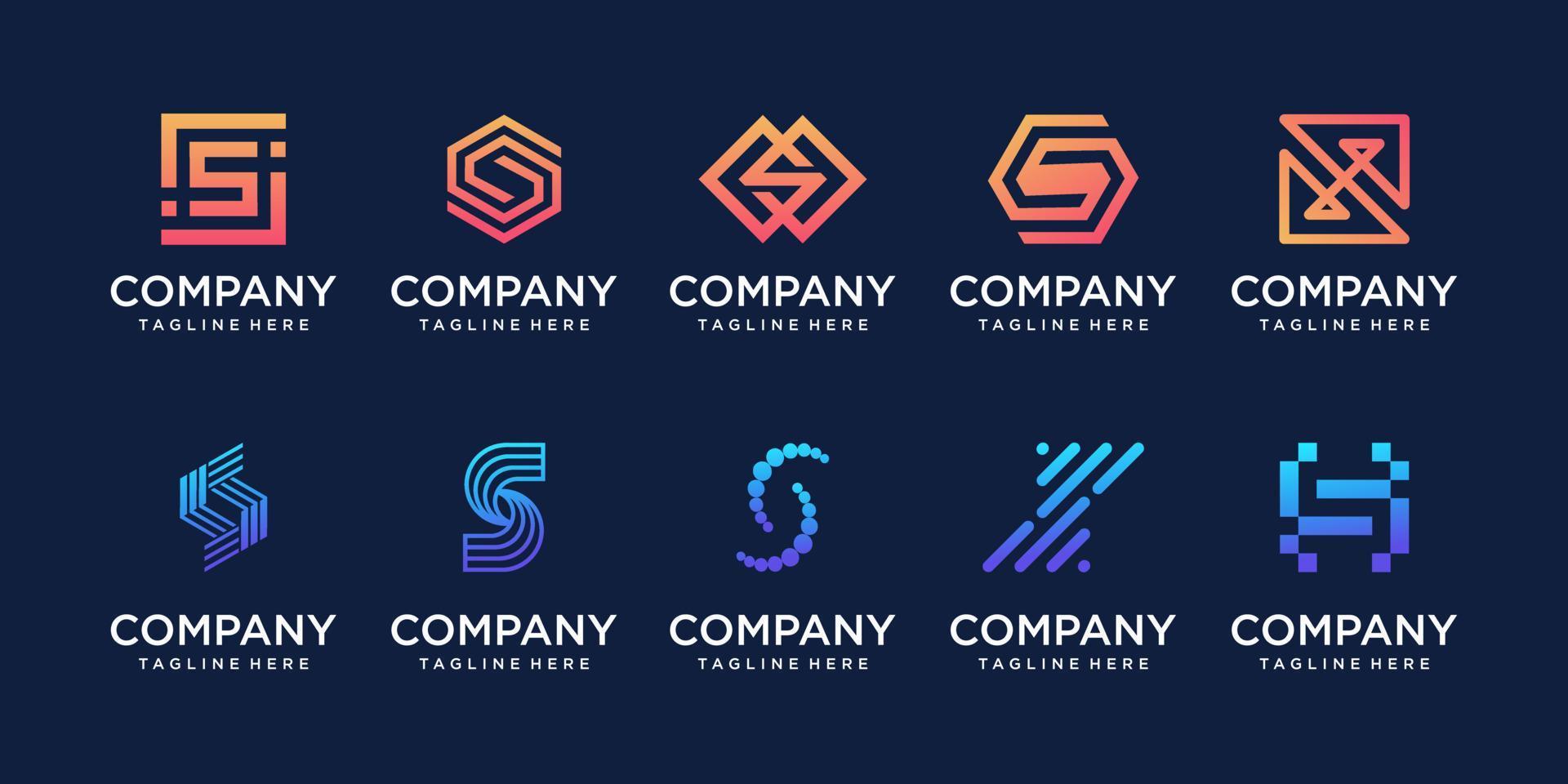 Set of collection initial letter S SS logo design template. icons for business of fashion, sport, automotive, technology digital. vector