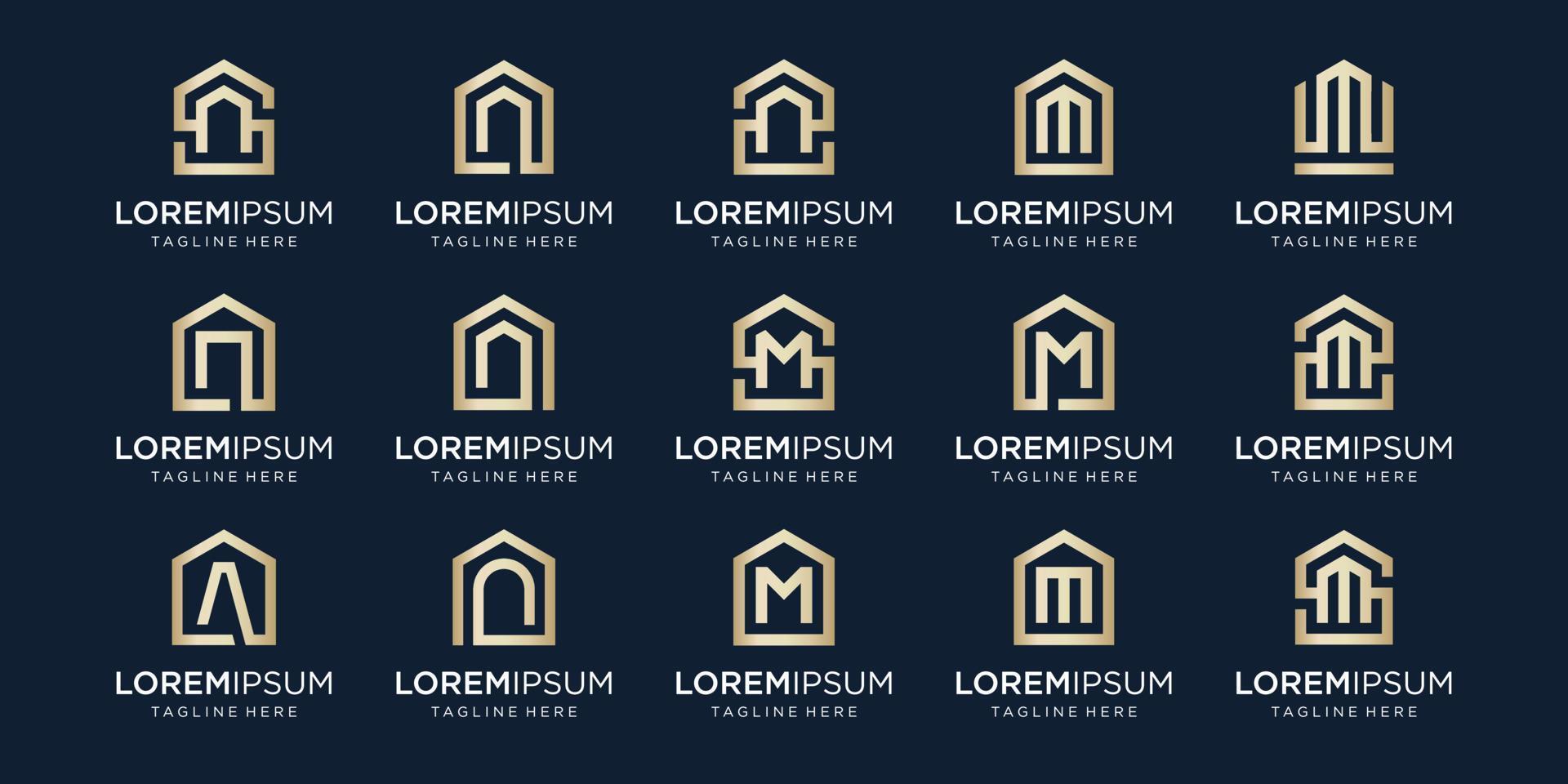 set of home logo combined with letter N, M, A, designs Template. vector