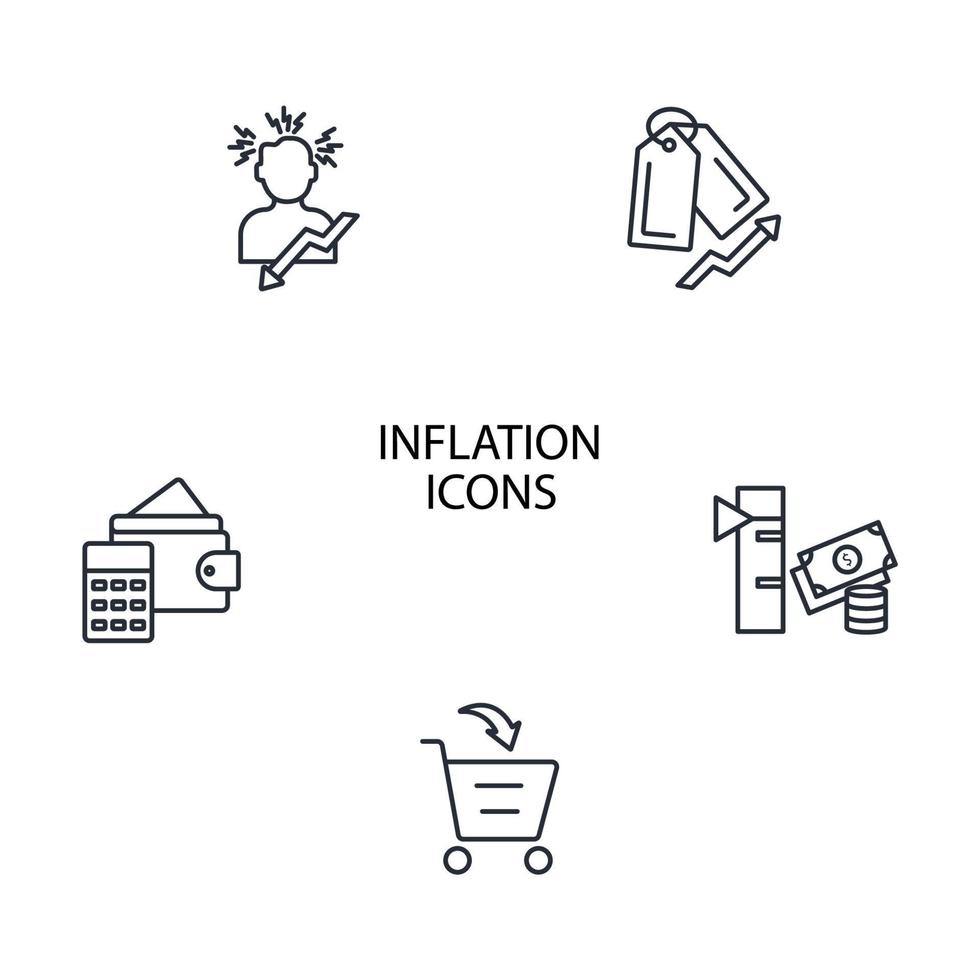 conjunto de iconos de inflación. elementos de vector de símbolo de paquete de inflación para web de infografía