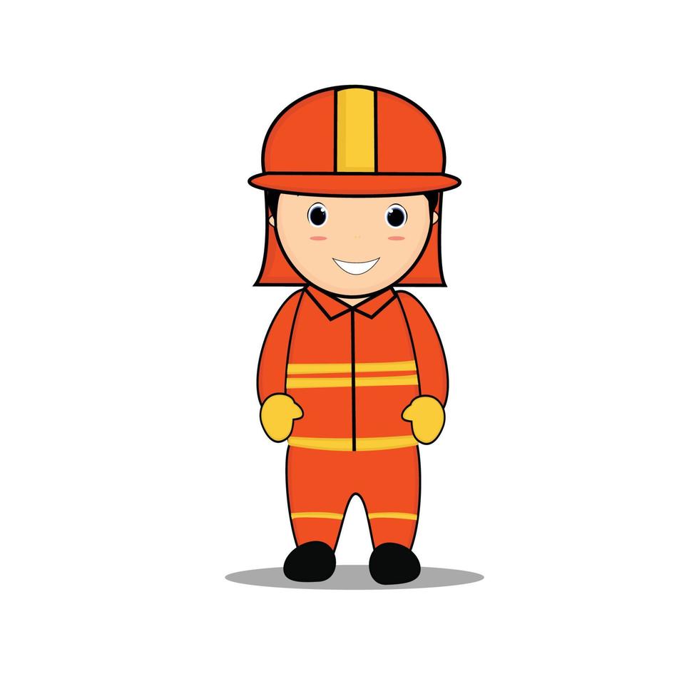 vector cartoon cute fire brigade with glasses