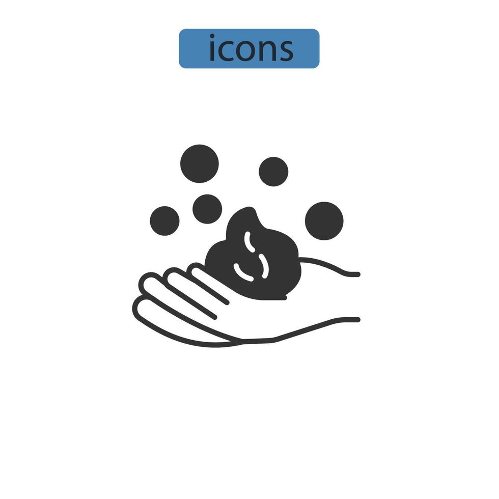 iconos de lavado a mano símbolo elementos vectoriales para web infográfico vector