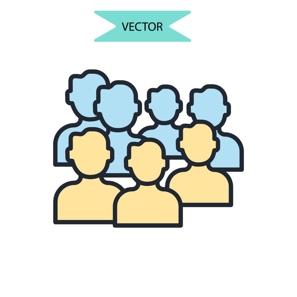 iconos de la comunidad simbolizan elementos vectoriales para la web infográfica vector