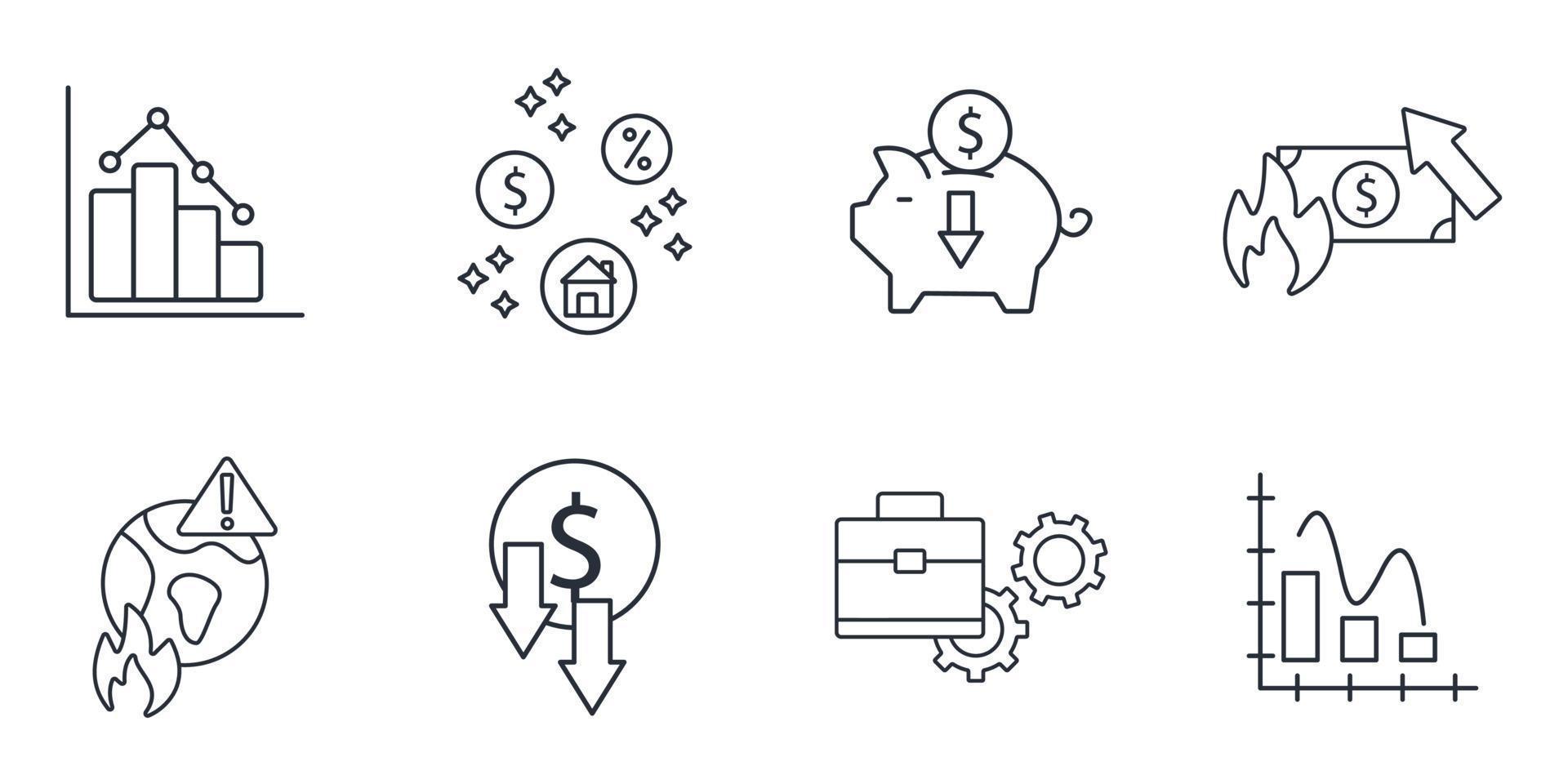 economic crisis icons set color . economic crisis pack symbol vector elements for infographic web