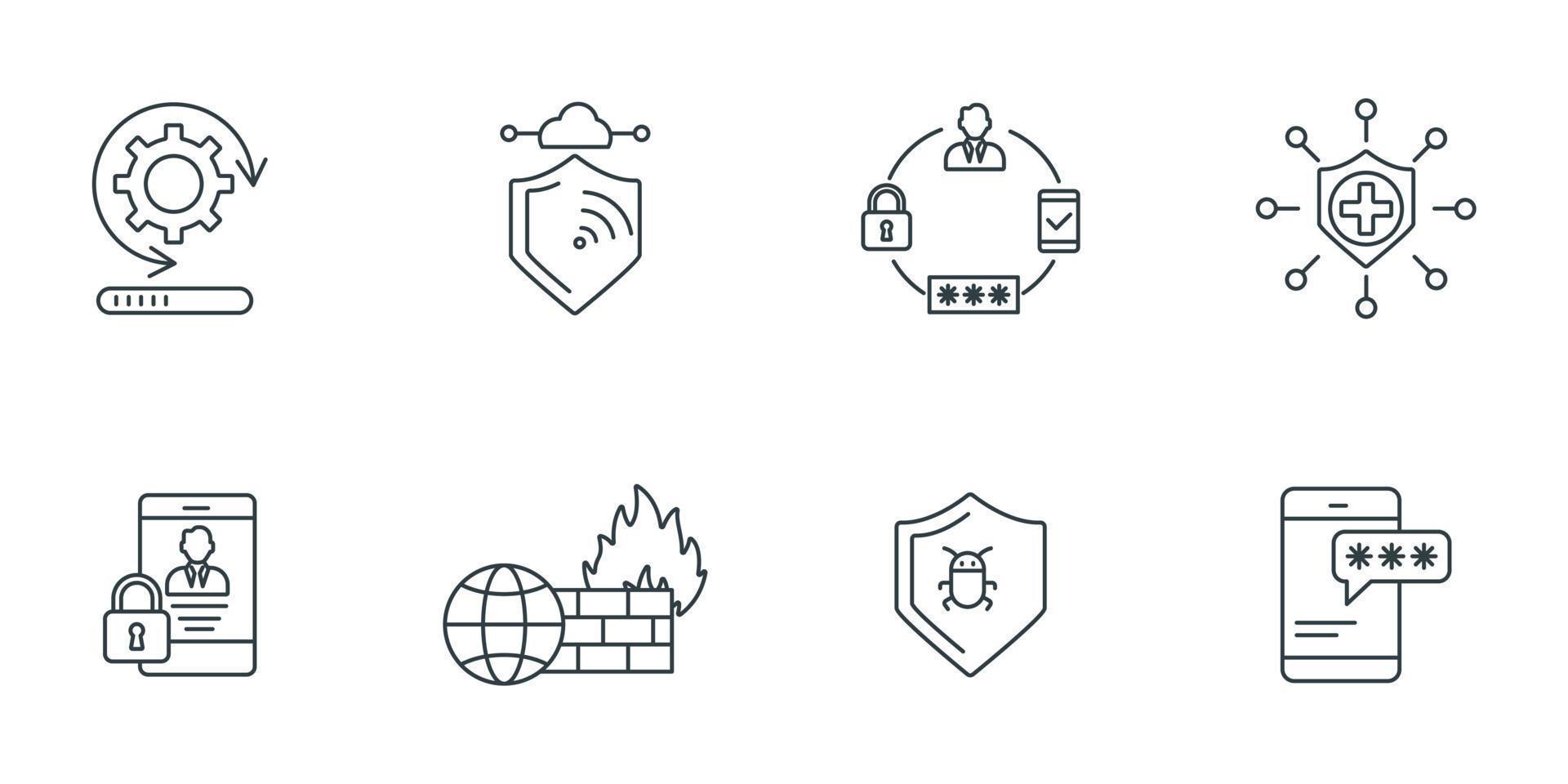 cyber security and brech data web icons set . cyber security and brech data web pack symbol vector elements for infographic web