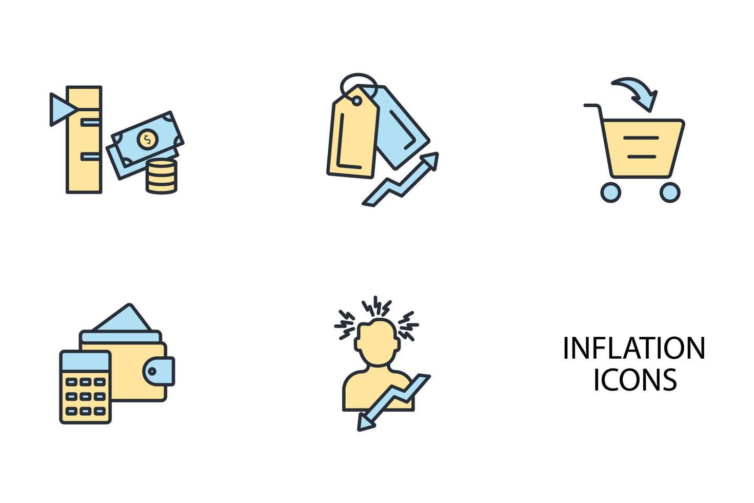 Inflation icons set . Inflation pack symbol vector elements for infographic web