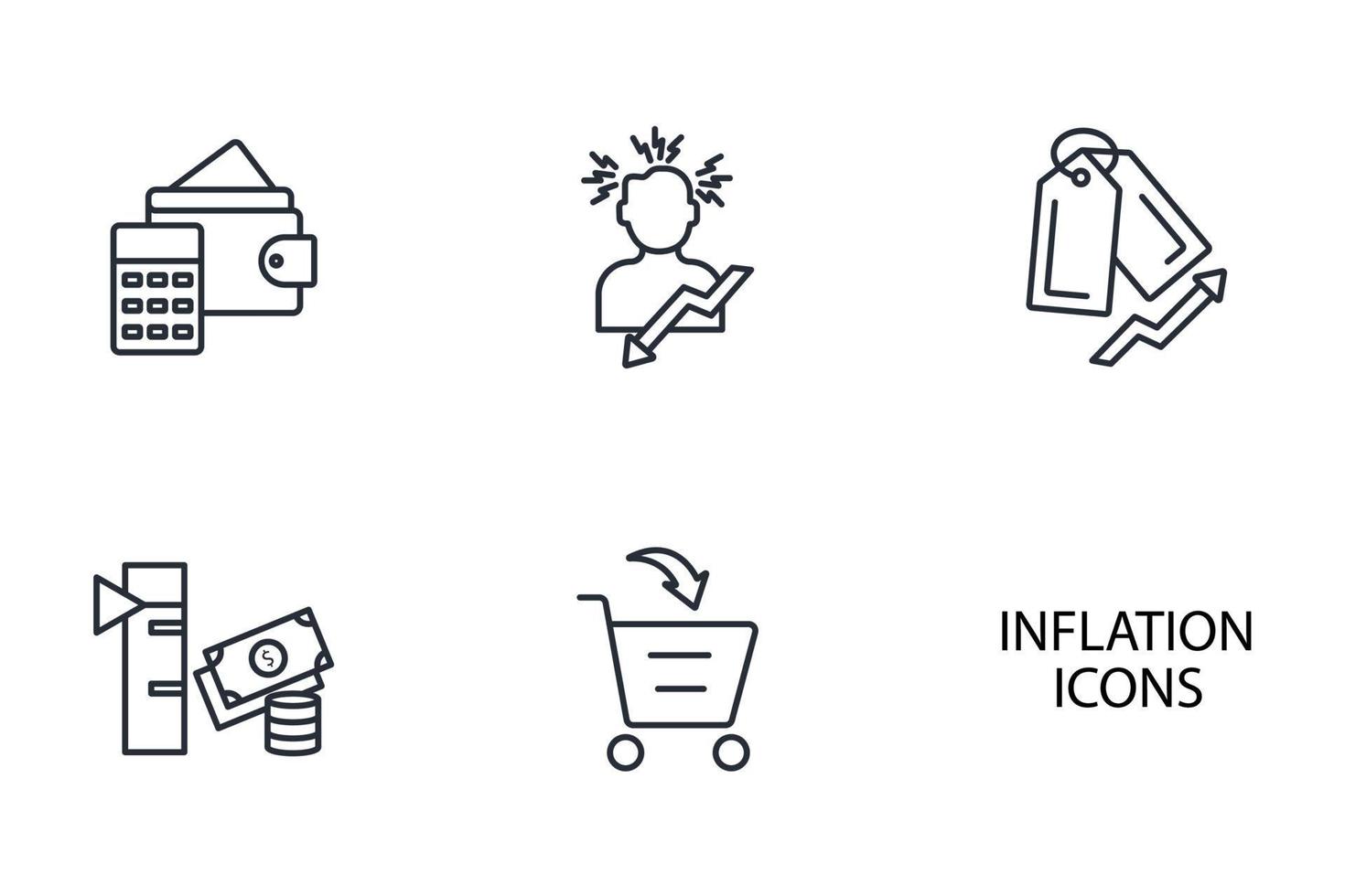 Inflation icons set . Inflation pack symbol vector elements for infographic web