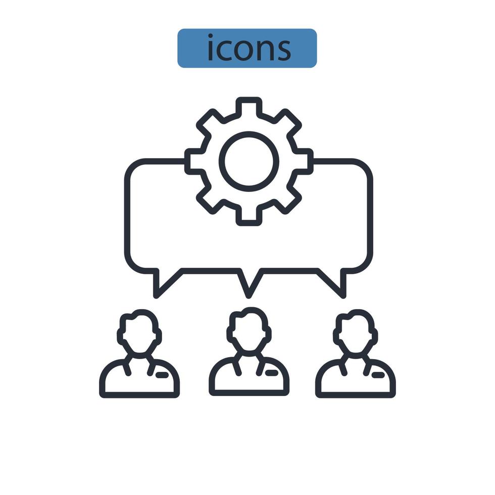 iconos de trabajo en equipo simbolizan elementos vectoriales para la web infográfica vector