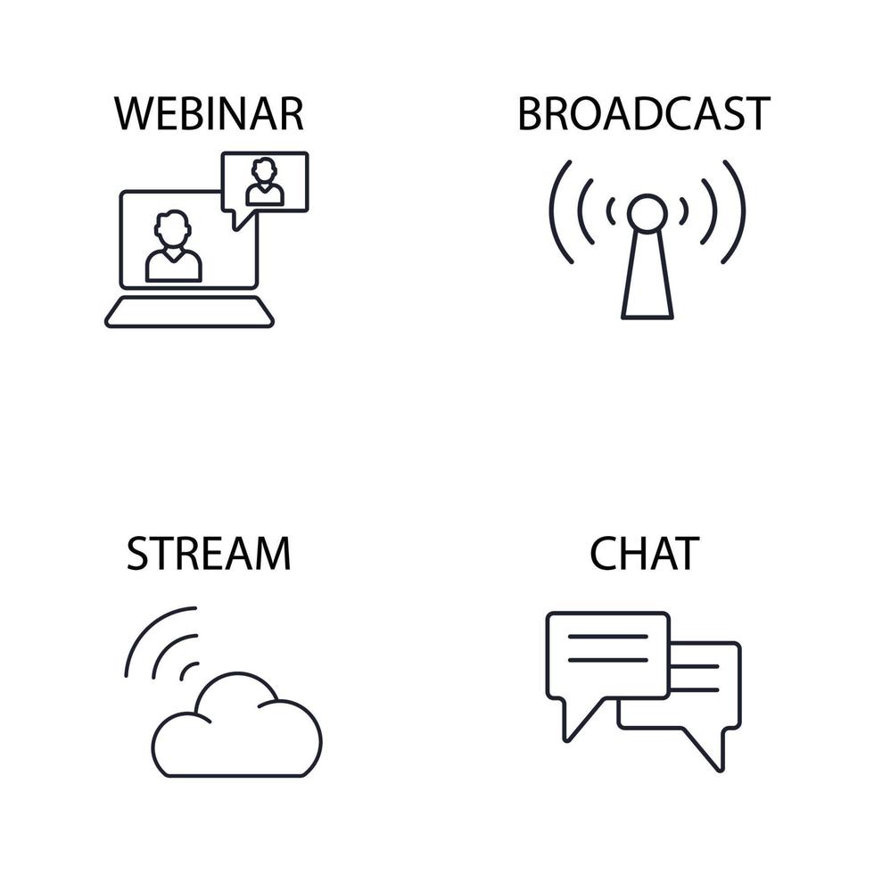 conjunto de iconos de transmisión en vivo. elementos de vector de símbolo de paquete de transmisión en vivo para web de infografía