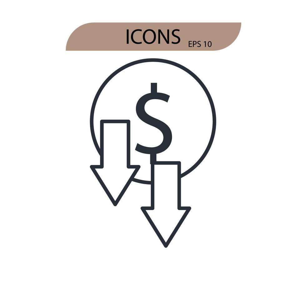 iconos de crisis de moneda símbolo elementos vectoriales para web infográfico vector