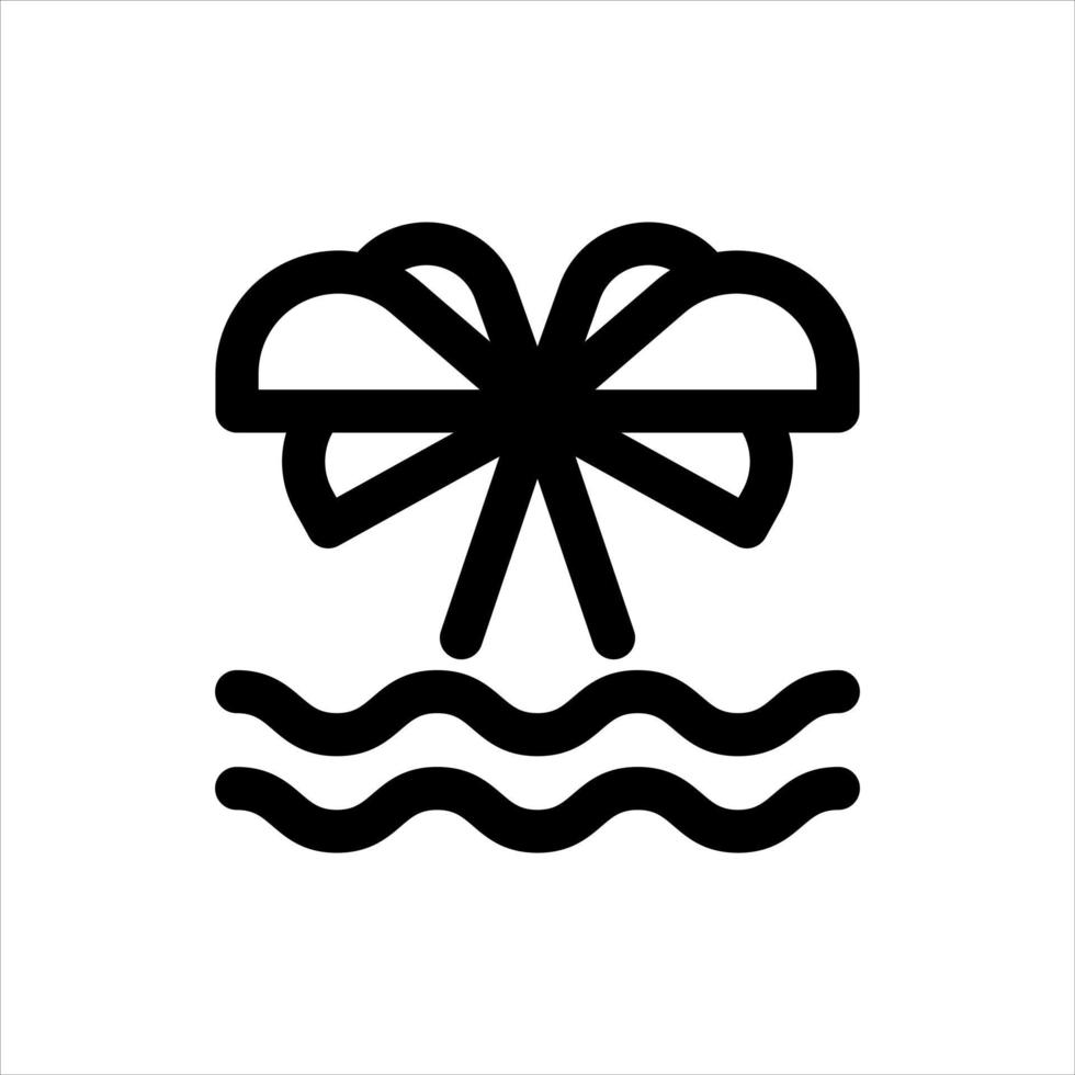 Beachside coconut tree line icon vector