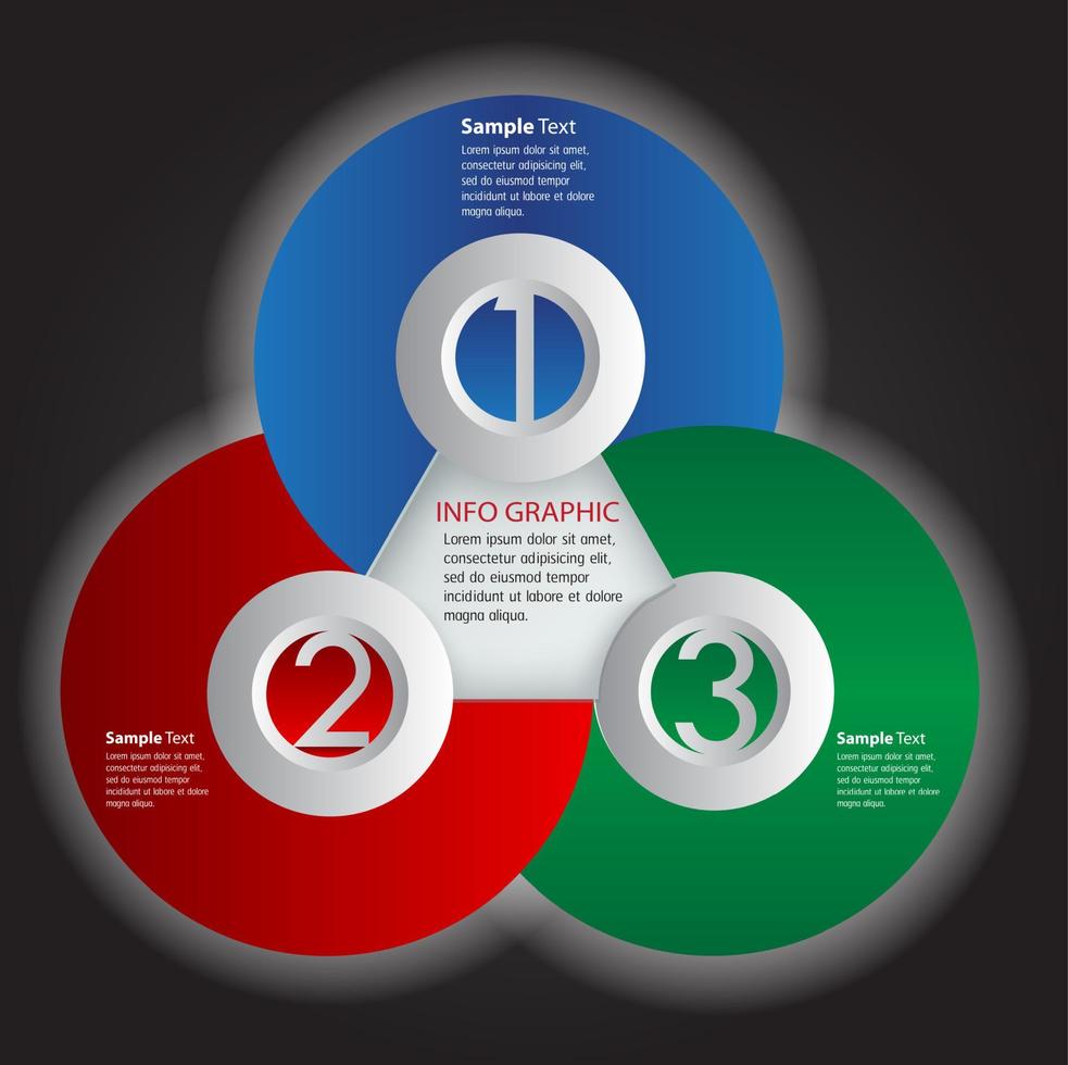 colorida infografía de 3 pasos vector