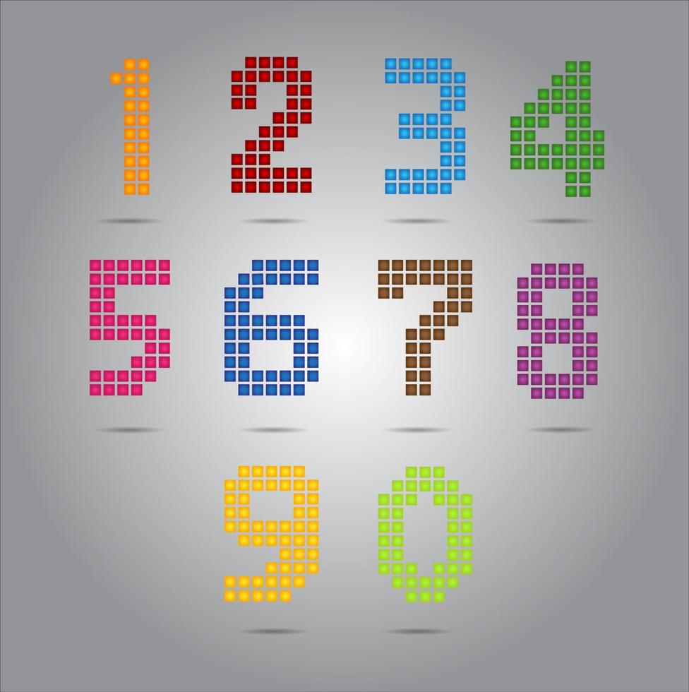 conjunto de números coloridos vector