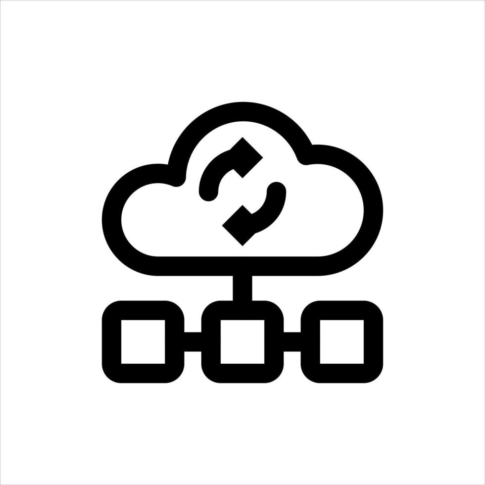 icono de línea de computación en la nube. análisis de datos, centro de datos, internet de las cosas. vector