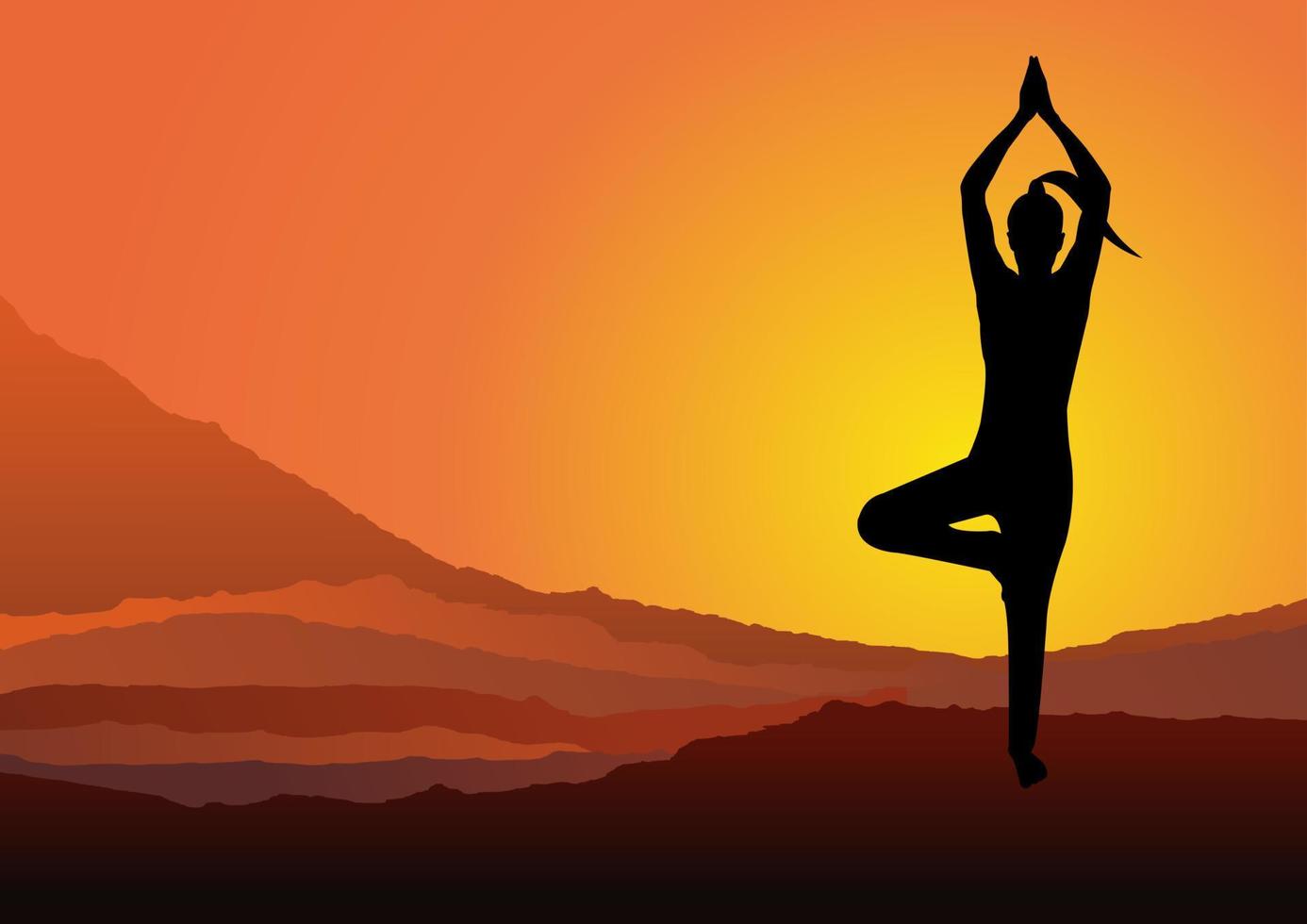 Meditation Yoga With Human Silhouette vector