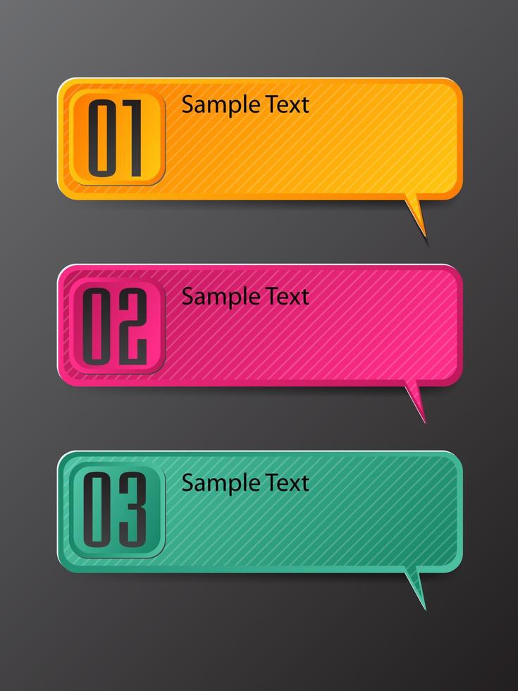 colorida infografía de 3 pasos vector